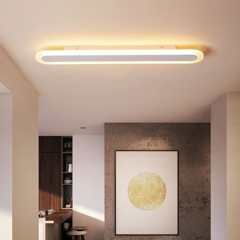 Minimalist Oval LED Flush Mount Ceiling Light With Coffee And White Finish